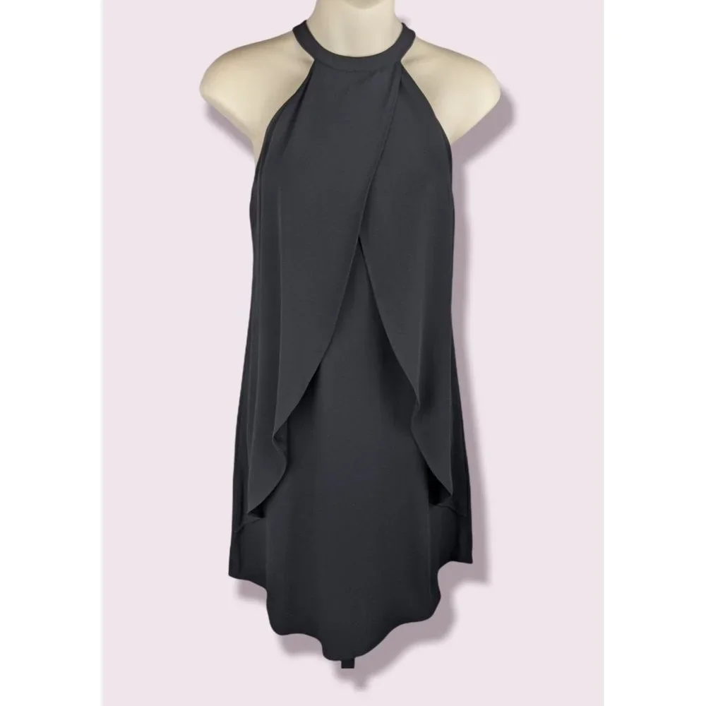 A.L.C. black flutter ruffles cocktail Dress 0 XS lbd high neck tulip cocktail